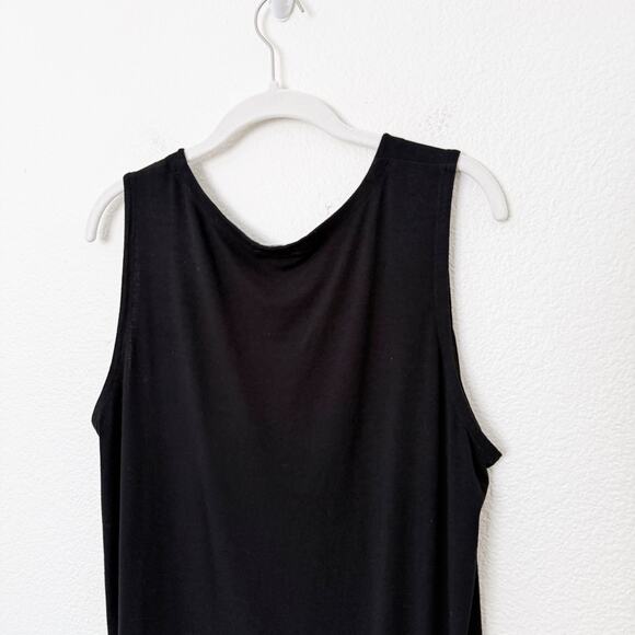 [Eileen Fisher] Black Sleeveless Scoop Neck Basic Tank Top Classic Size Large L - Picture 4 of 10